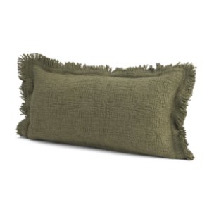 Kambal 14x26 Evergreen Cotton Pillow Cover w/Down Filler