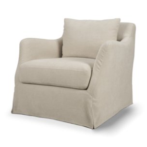 Ellington Slipcovered Slope Arm Swivel Swivel Accent Chair | Cream Fabric