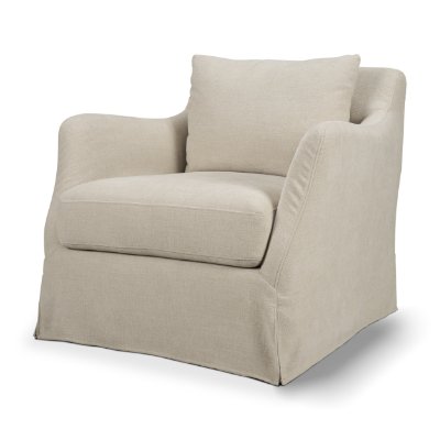 71779-AB - Ellington Slipcovered Slope Arm Swivel Accent Chair | 3 Seater | Cream Fabric