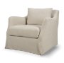 71779-AB - Ellington Slipcovered Slope Arm Swivel Accent Chair | 3 Seater | Cream Fabric