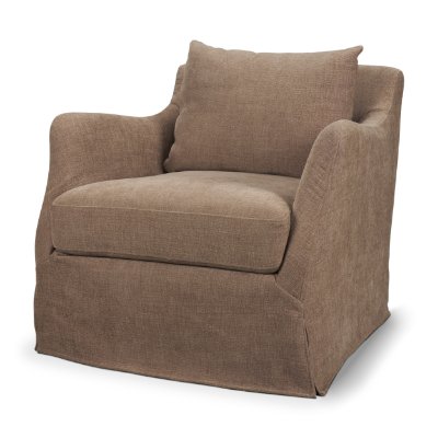 71780-AB - Ellington Slipcovered Slope Arm Swivel Accent Chair | 3 Seater | Stonewashed Latte Fabric