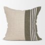 71433-CFD - Hunter 20x20 Square Oatmeal w/ Green Stripe Pillow Cover w/Down Filler