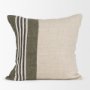 71433-CFD - Hunter 20x20 Square Oatmeal w/ Green Stripe Pillow Cover w/Down Filler