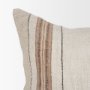 71440-CFD - Maeve 20x20 Square Natural Linen w/ Orange Stripes Pillow Cover w/Down Filler
