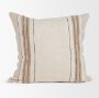 71440-CFNA - Maeve 20x20 Square Natural Linen w/ Orange Stripes Pillow Cover w/Non-Allergen Filler