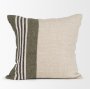 71433-CFNA - Hunter 20x20 Square Oatmeal w/ Green Stripe Pillow Cover w/Non-Allergen Filler