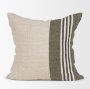 71433-CFNA - Hunter 20x20 Square Oatmeal w/ Green Stripe Pillow Cover w/Non-Allergen Filler