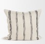 71437-CFNA - Liv 22x22 Cream w/ Black Stripes Pillow Cover w/Non-Allergen Filler