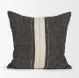 71431-CFNA - Cooper 20x20 Square Black w/ Cream Stripe Decorative Pillow Cover