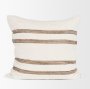71458-CFNA - Maryn 22x22 Square Cream w/ Brown Stripes Pillow Cover w/Non-Allergen Filler