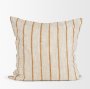 71461-CFNA - Merrick 22x22 Square Natural Beige w/ Orange Stripes Pillow Cover w/Non-Allergen Filler