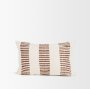 71464-CFNA - Levon 13x21 Lumbar Plush Cream w/ Orange Dashed Stripes Pillow Cover w/Non-Allergen Filler