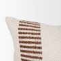 71464-CFNA - Levon 13x21 Lumbar Plush Cream w/ Orange Dashed Stripes Pillow Cover w/Non-Allergen Filler