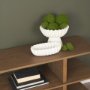 71673 - Camelia Fluted White Paper Mache Pedastal Centerpiece Bowl