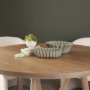 71678 - Camelia Large Fluted Sage Green Paper Mache Round Centerpiece Bowl