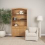 71715-AB - Carrington 85" Sideboard & Hutch | Brown Oak Wood w/ Brass Hardware