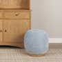 71738 - Siren French Blue Fabric w/ Brown Ash Wood Round Accent Stool