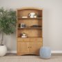 71738 - Siren French Blue Fabric w/ Brown Ash Wood Round Accent Stool