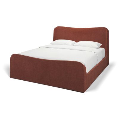 71824-ABC - Sienna Queen Upholstered Bedframe w/ Footbed | Curved Headboard | Burgundy Fabric