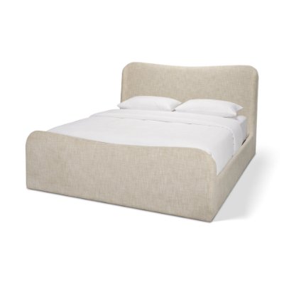 71825-ABC - Solene Queen Upholstered Bedframe w/ Footbed | Curved Headboard | Oatmeal Fabric