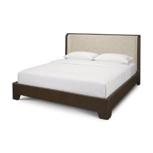 Holden Queen Upholstered Bedframe | Shelter Headboard | Oatmeal Performance Fabric