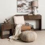 67512 - Harman II Cream Fabric and Brown Leather Seat Accent Chair