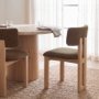 71317 - Soho Curved Open Back Brown Fabric w/ Light Brown Tripod Frame Dining Chair