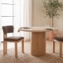 71317 - Soho Curved Open Back Brown Fabric w/ Light Brown Tripod Frame Dining Chair