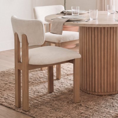71318 - Soho Curved Open Back Cream w/ Light Brown Tripod Frame Dining Chair
