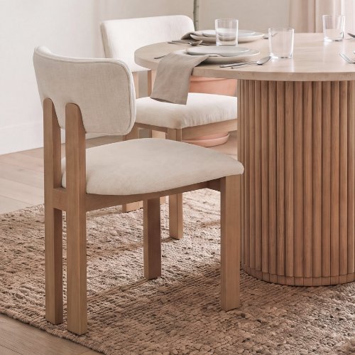 71318 - Soho Curved Open Back Cream w/ Light Brown Tripod Frame Dining Chair