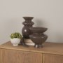 71623 - Bruna Wide Mouth Geometric Brown Glass Vase