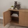 71716 - Carrington 82" 4 Door Closed Sideboard | Brown Oak Wood w/ Brass Hardware