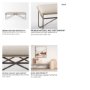 69372 - Camille 55.5L x 16.0W x 17.0H Cream Fabric Seat W/ Metal Frame Bench