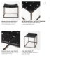 69396 - Clarissa 22.0L x 16.0W x 16.75H Black Leather Woven Seat W/ Gold Metal Frame Stool