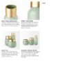 69553 - Minty  5.7L x 5.7W x 16.8H Green Glass Vase W/Matte Gold Metal Neck Cuff