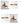 71047 - Wally Round Medium Brown Wood w/ Matte Black Metal Stand Trays