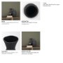 71652 - Patine Matte Black Metal Fluted Hourglass Decorative Vase