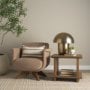 71728 - Oskar Chocolate Fabric w/ Brown Wood Base Swivel Accent Chair