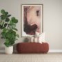 71736 - Siren Burgundy Fabric w/ Brown Ash Wood Oblong Bench