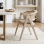 67830 - Tabitha Cane Back Dining Arm Chair | Polyester w/ Blonde Wooden