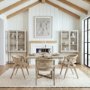 69177-AB - Faye 48"L x 48"W Square Dining Table | Modern | Beige Wood & Antique Gold Metal | Seats 4
