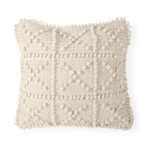 Leroy 18x18 Cream Raised Pattern Detail Pillow Cover w/Non-Allergen Filler