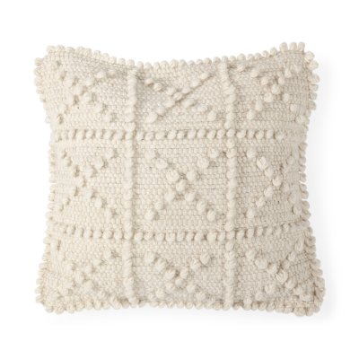 68392-CFNA - Leroy 18x18 Cream Raised Pattern Detail Pillow Cover w/Non-Allergen Filler