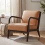 70416 - Cashel Accent Chair W/ Dark Brown Wood and Tan Genuine Leather