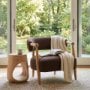 71504 - Lewis Mocha Fabric w/ Brown Wood Open Back Accent Chair