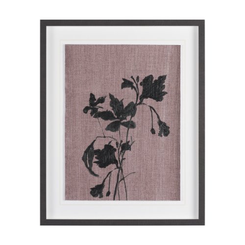 16430 - Black Botanical Silhouette by Cartissi Hand-Embellished Textured Framed Artwork Matted under Glass