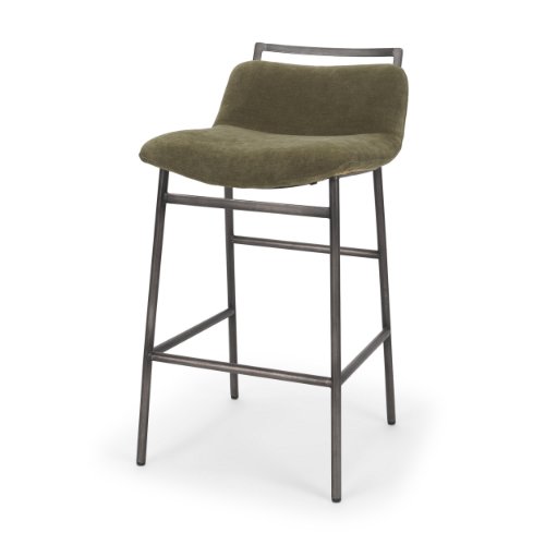71923 - Kavalan 33.5" Total Height Olive Moss Seat Gun Metal Frame Counter Stool