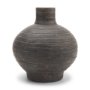 71563 - Sironi Black Terracotta Ribbed Decorative Vase