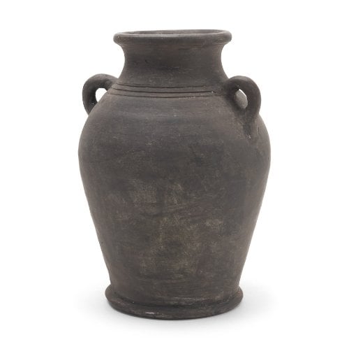 71564 - Creta Black Terracotta Double Handle Vase