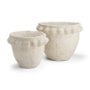 71568 - Noli Antiqued White Dotted Paper Mache Decorative Planters